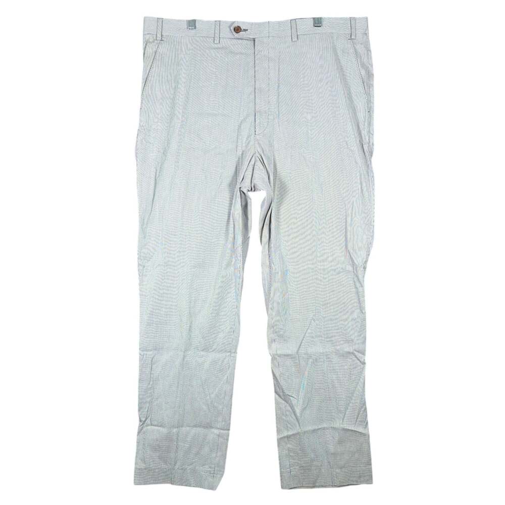 Ralph Lauren Mens Pants Gray White Striped Trim Fit Straight Stretch 38x34